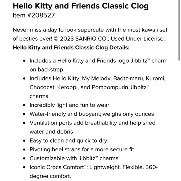 Size W11/M9 Hello kitty crocs - Picture 5 of 6